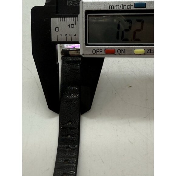 Skagen Denmark Steel Diamond Mother or Pearl Face Women's Watch Black Leather - Picture 6 of 7